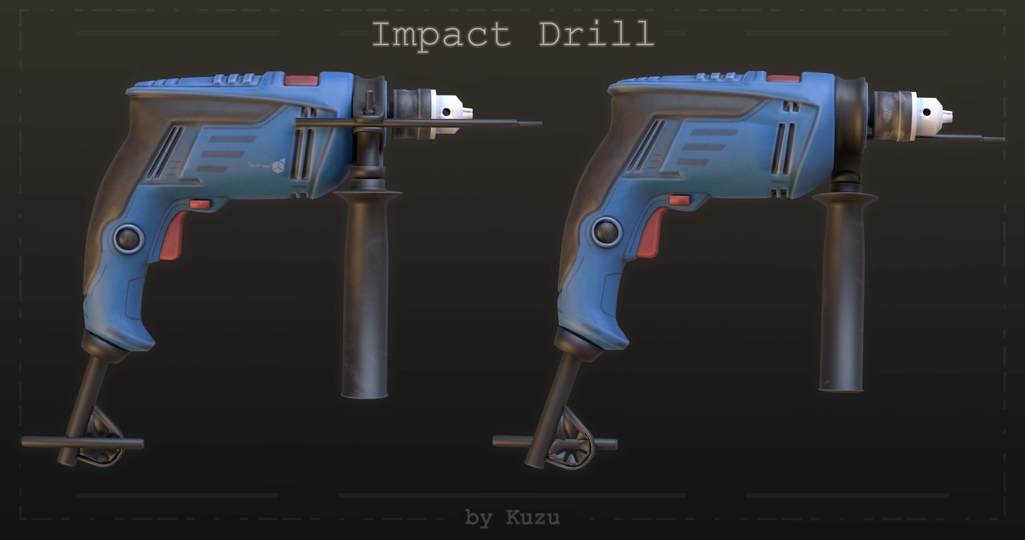 Impact Drill Low-poly 3D model_6