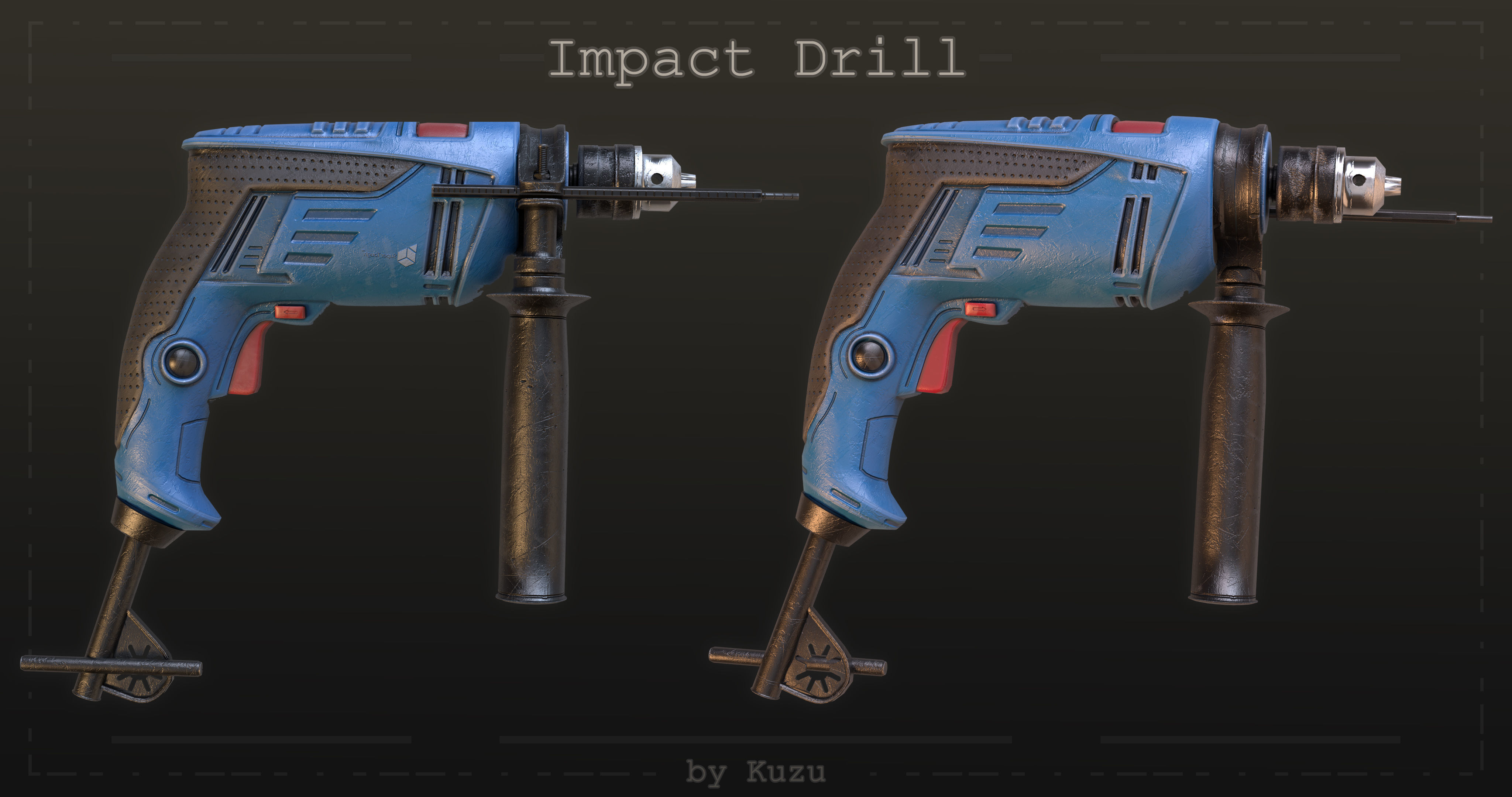 Impact Drill Low-poly 3D model_5