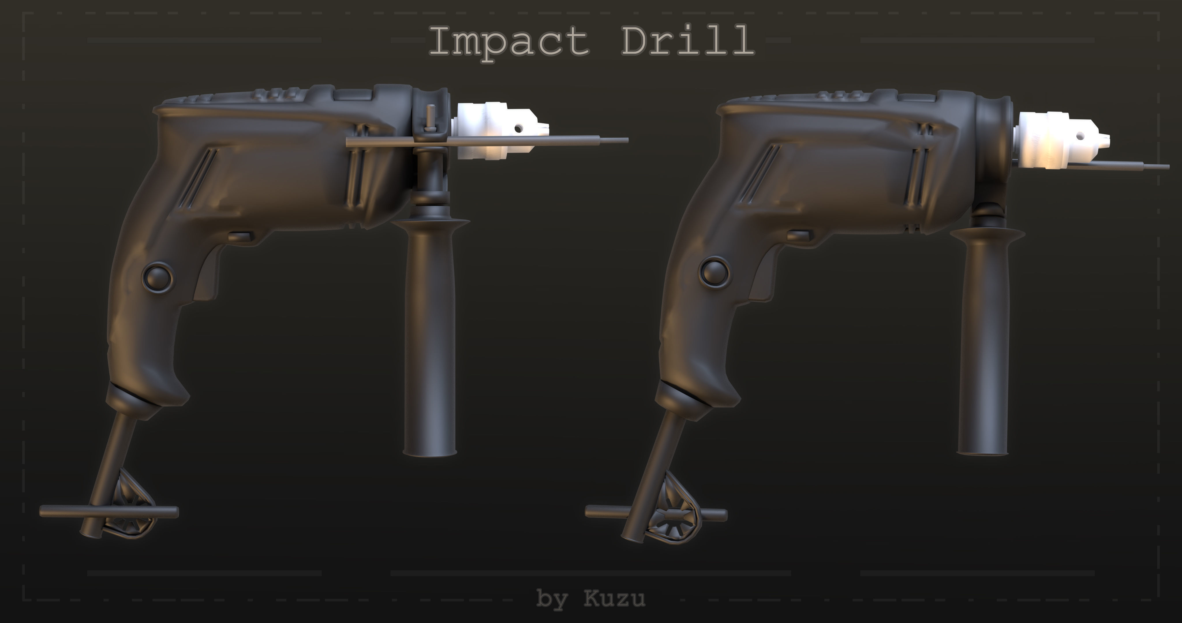 Impact Drill Low-poly 3D model_9
