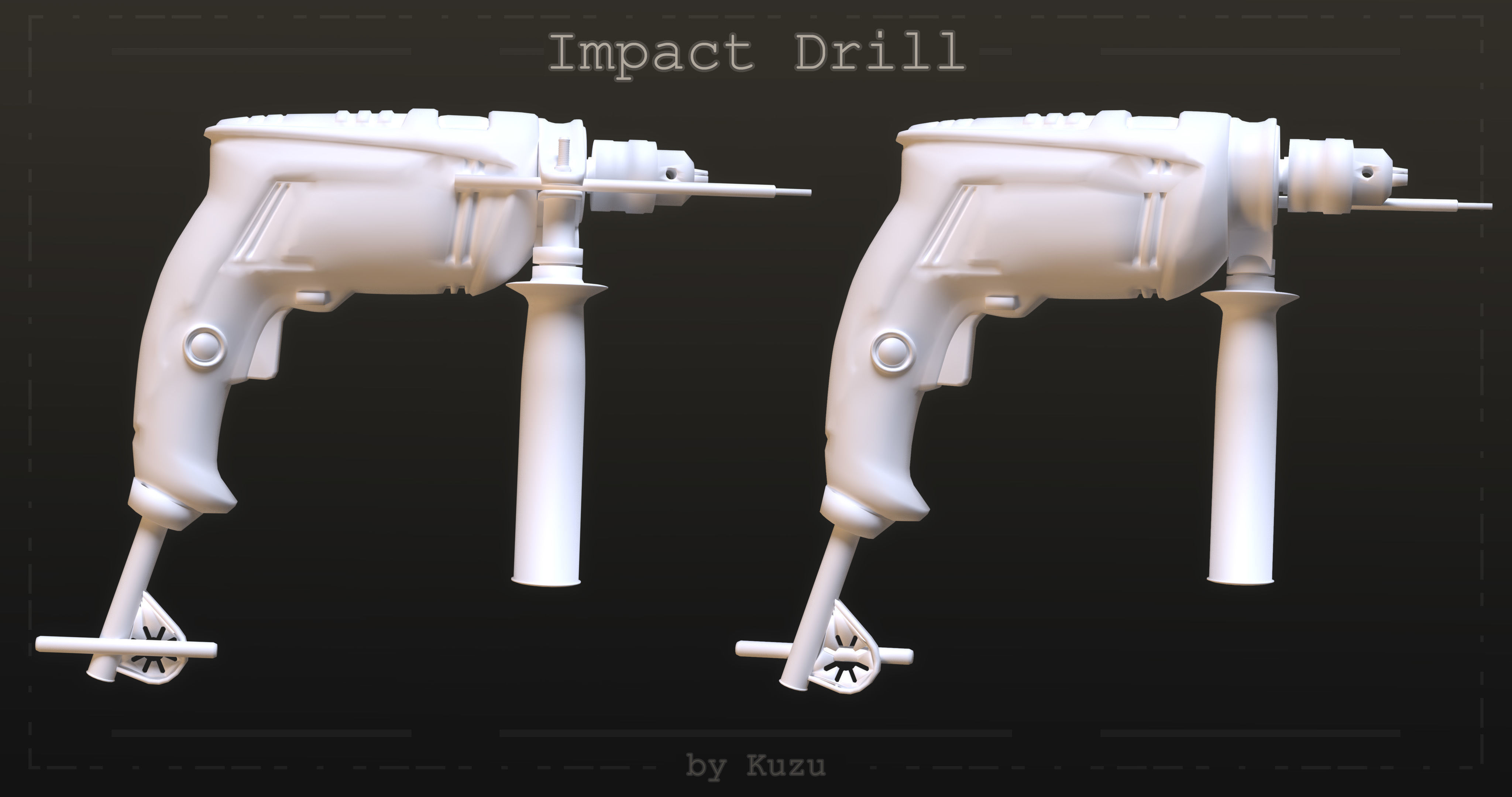 Impact Drill Low-poly 3D model_8