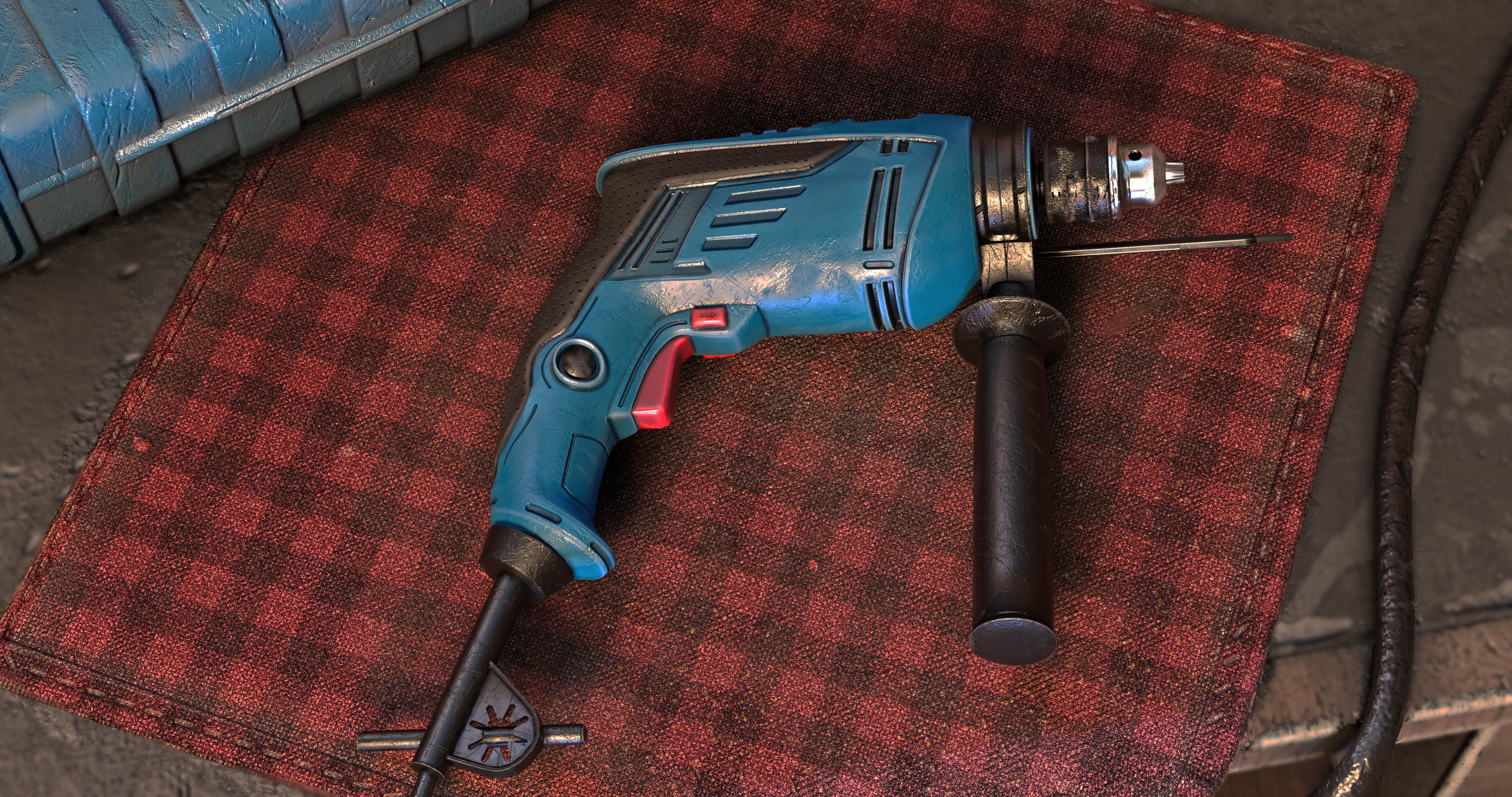 Impact Drill Low-poly 3D model_2