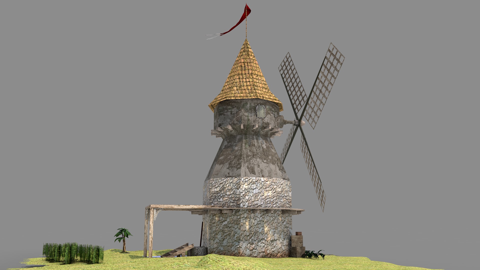 Medieval Windmill 3D model_4