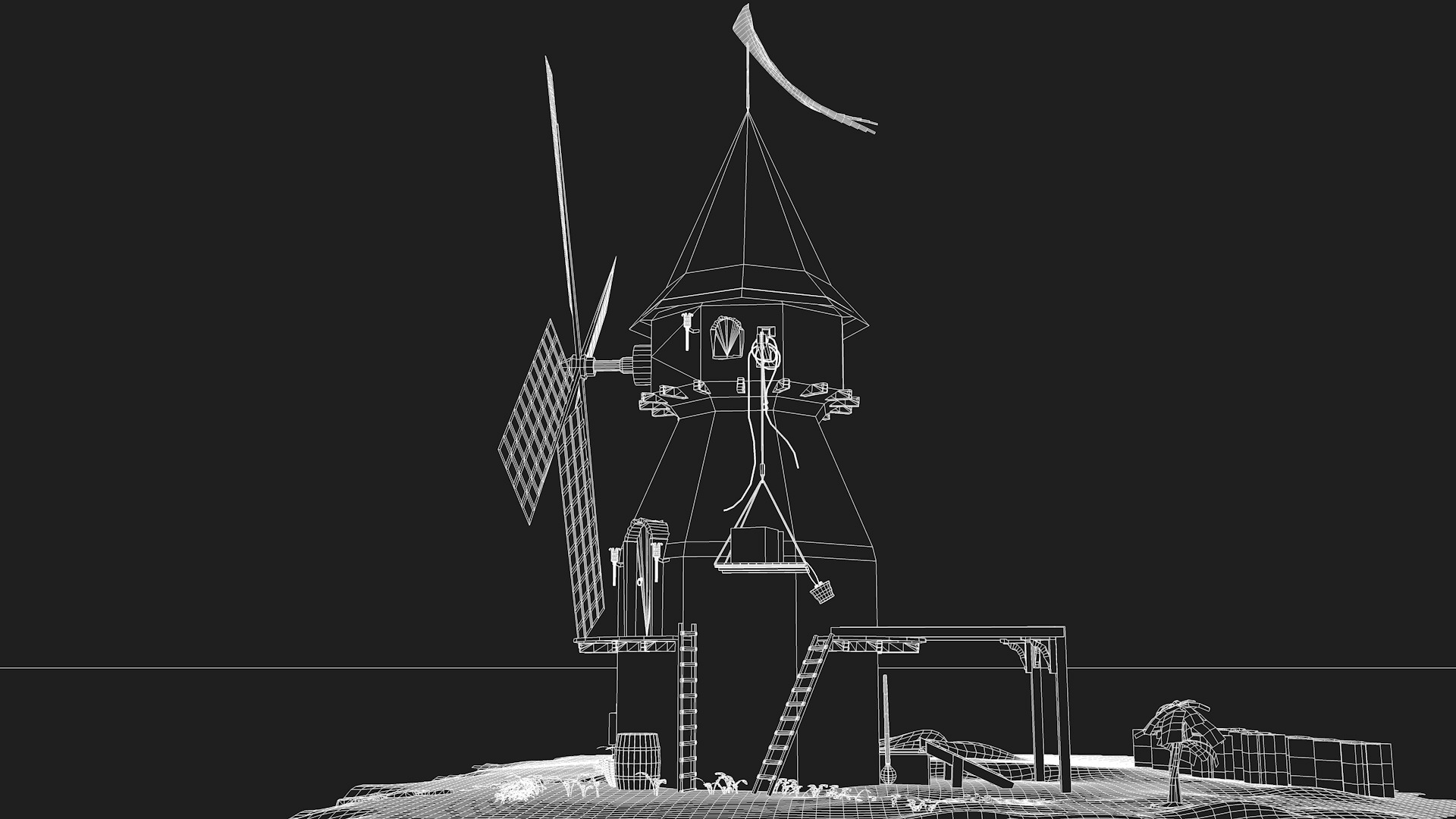 Medieval Windmill 3D model_12