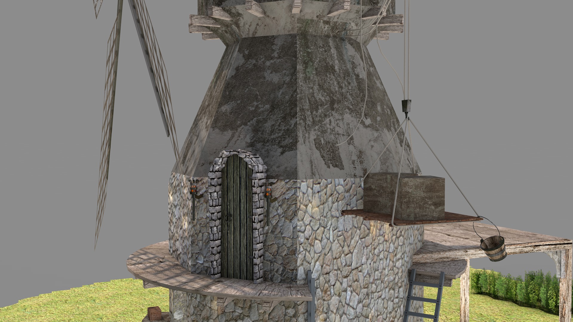 Medieval Windmill 3D model_8
