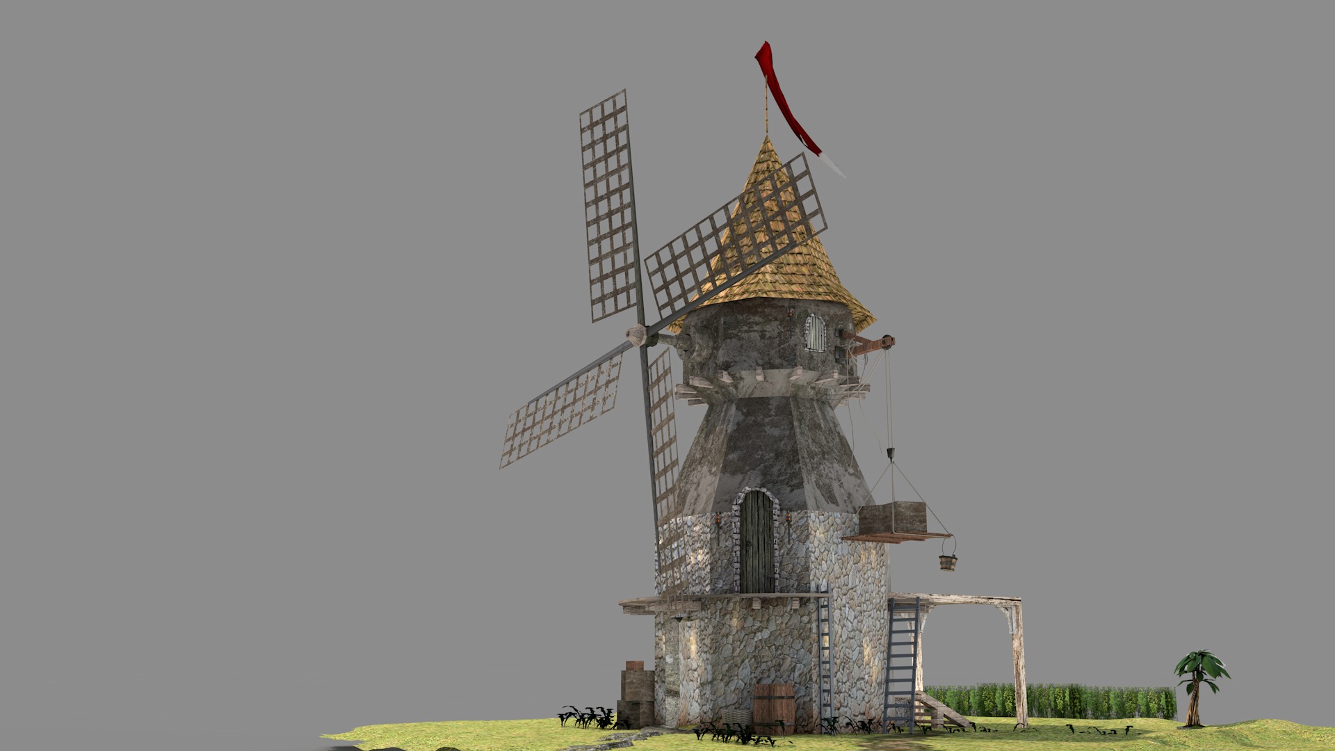 Medieval Windmill 3D model_2
