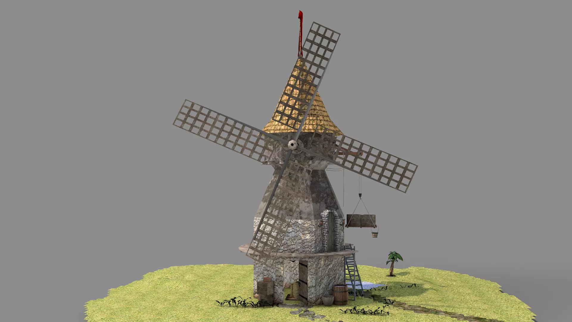 Medieval Windmill 3D model_0