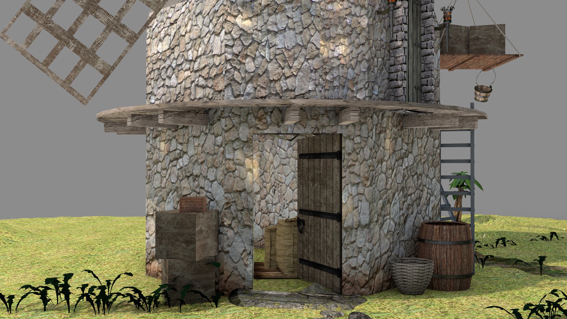 Medieval Windmill 3D model_5
