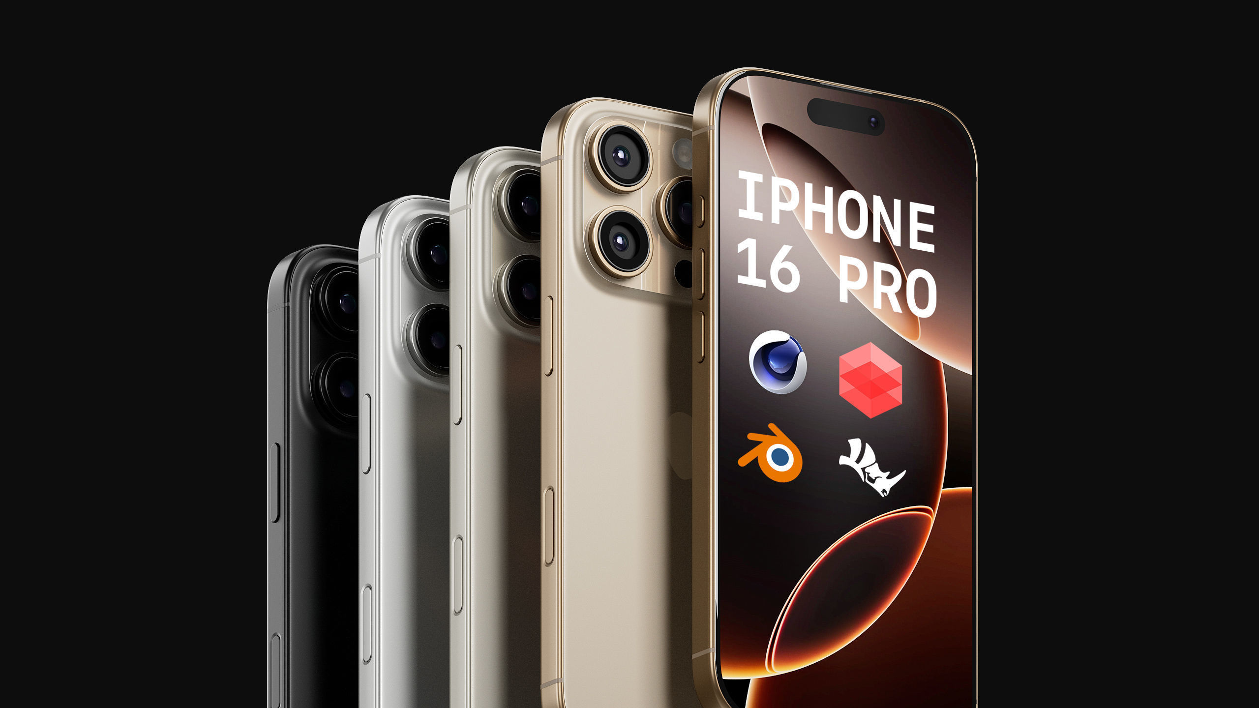 Apple iPhone 16 Pro 2024 - 4 Colors - HQ 3D Model 3D model_0