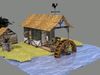 Medieval Water Wheel 3D model_1