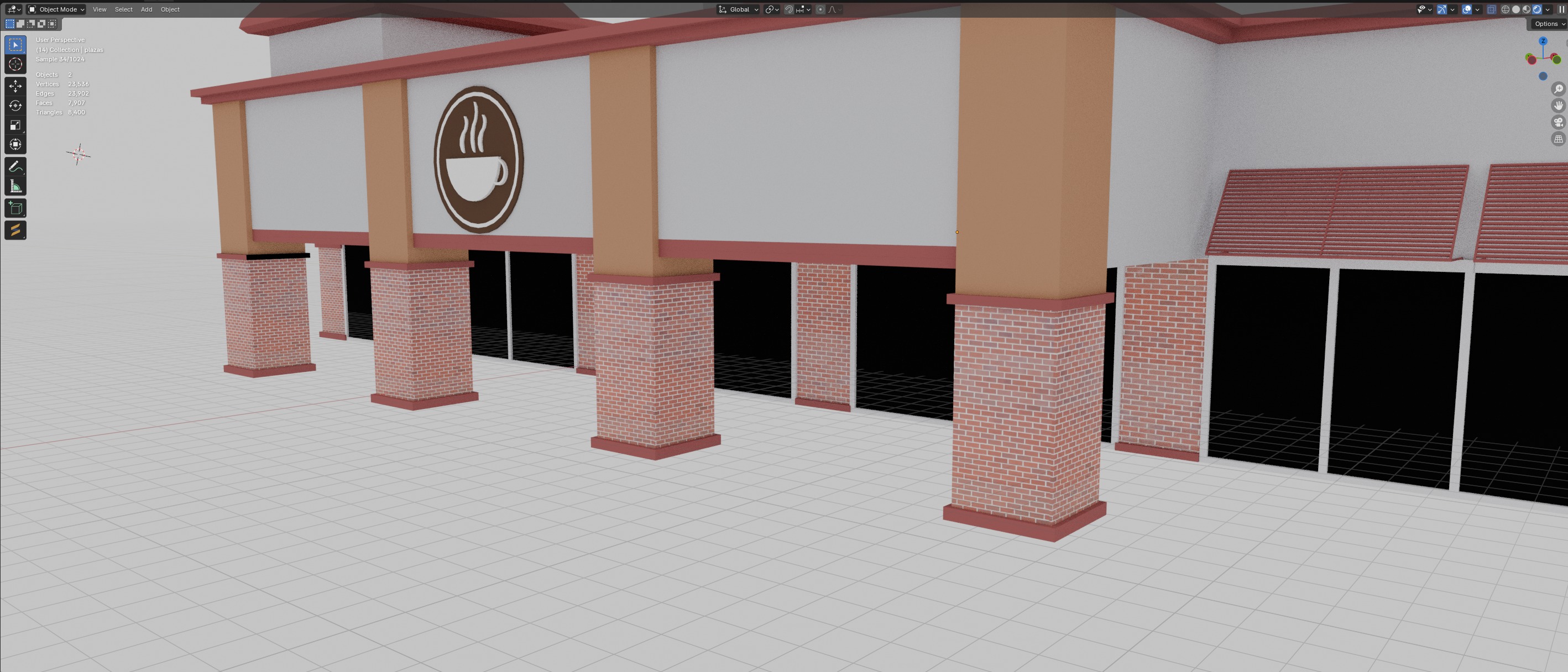 LowPoly Plaza 3D model_8