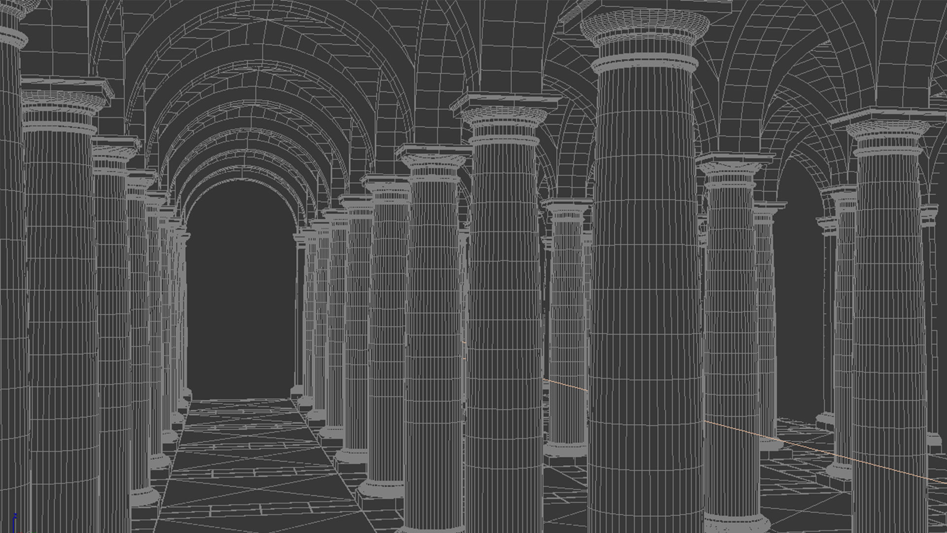 Arched Vaulted Gallery 3D model_4