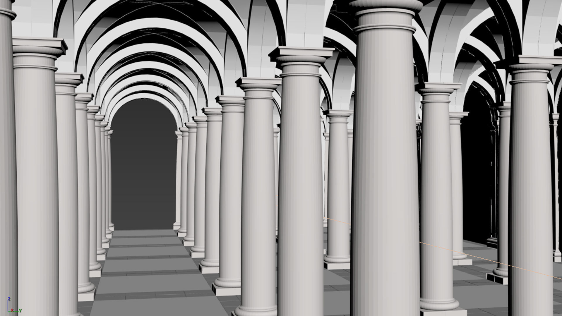 Arched Vaulted Gallery 3D model_5