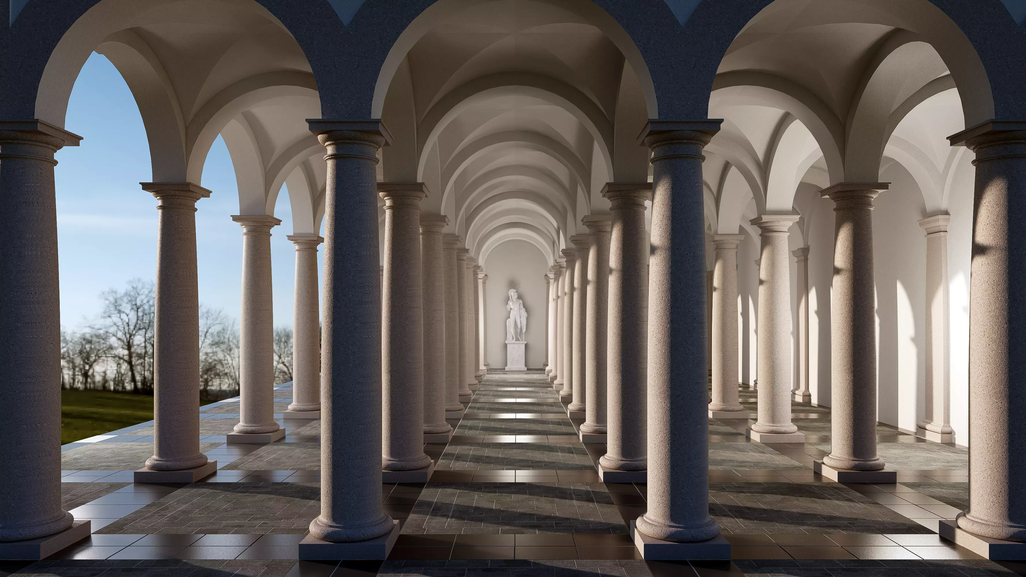 Arched Vaulted Gallery 3D model_0