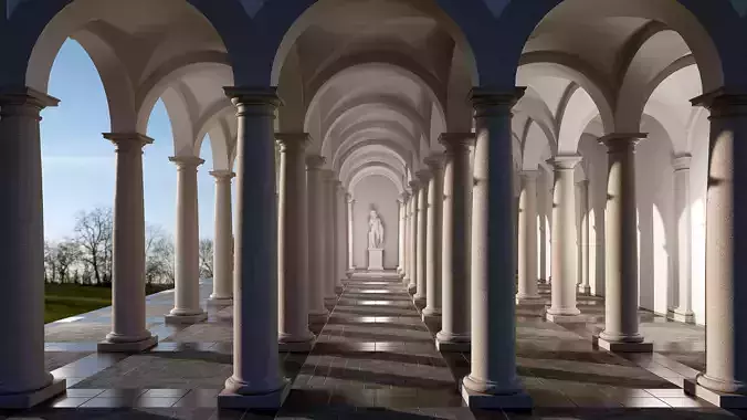 Arched Vaulted Gallery 3D model Arched Vaulted Gallery 3D model