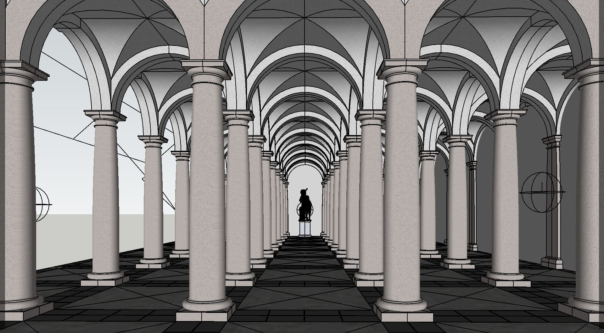 Arched Vaulted Gallery 3D model_2