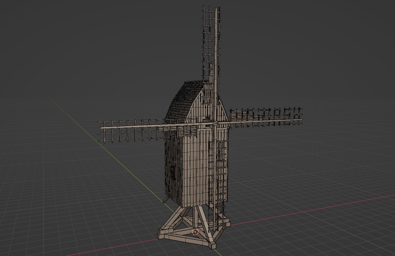 old wooden windmill 3D model_11