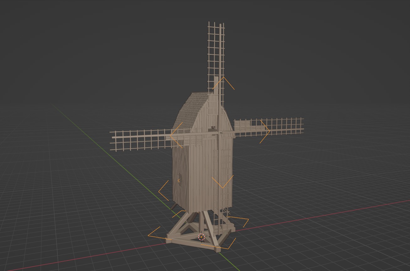 old wooden windmill 3D model_8