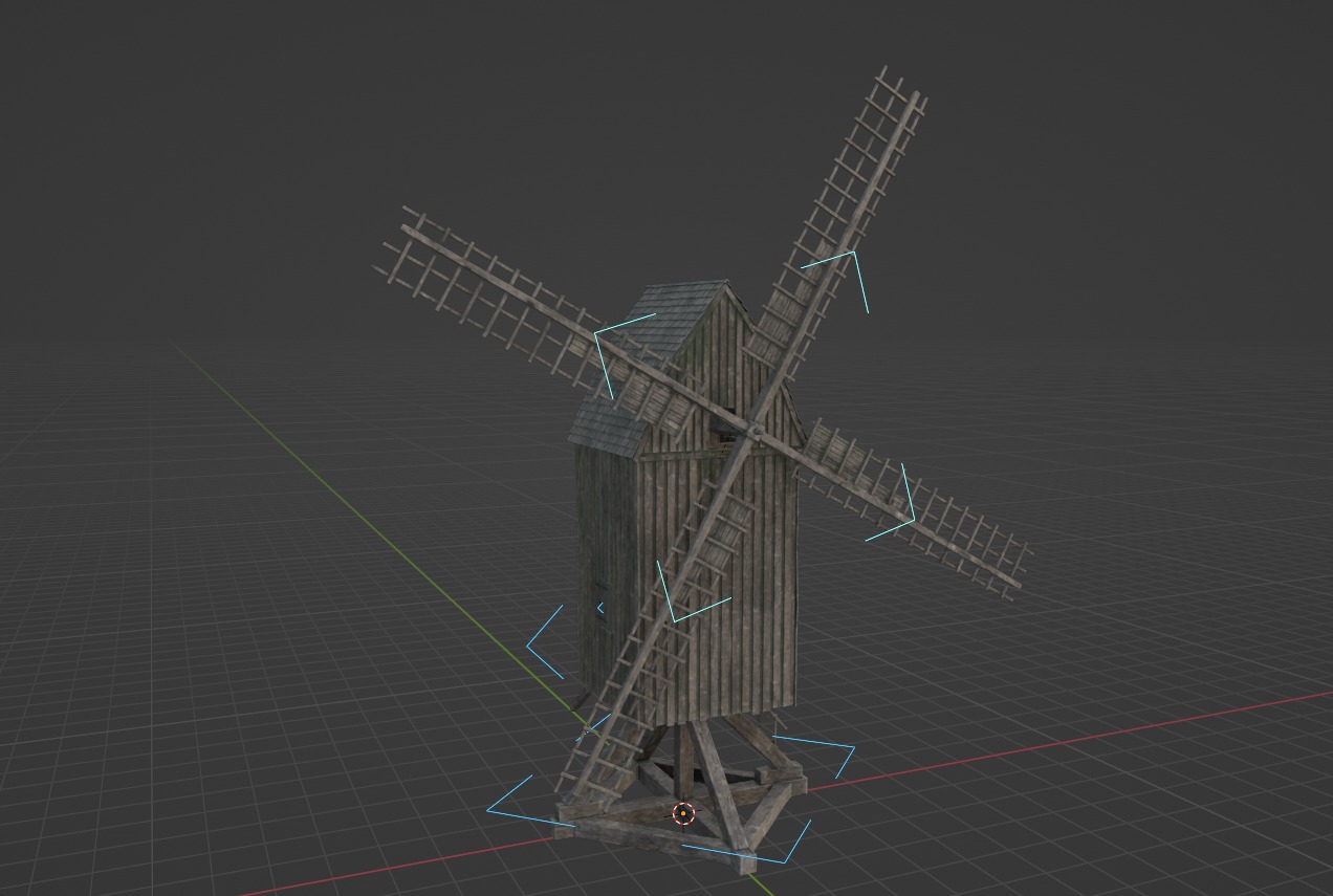 old wooden windmill 3D model_6