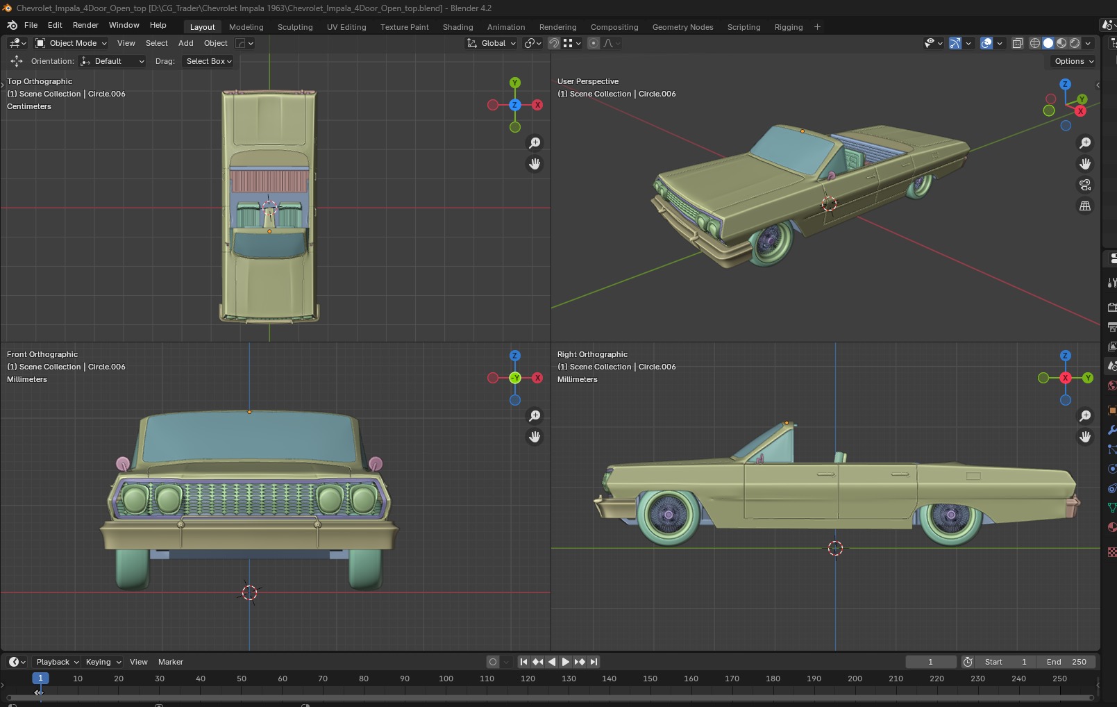 Chevrolet Impala 1963 Convertible 4-Door Open top 3D print model_20