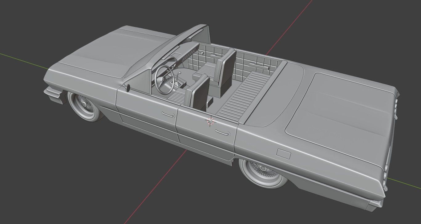 Chevrolet Impala 1963 Convertible 4-Door Open top 3D print model_2