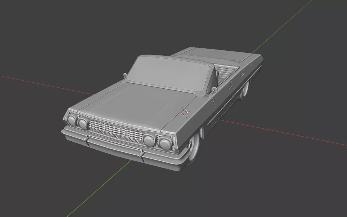 Chevrolet Impala 1963 Convertible 4-Door Open top 3D print model_0