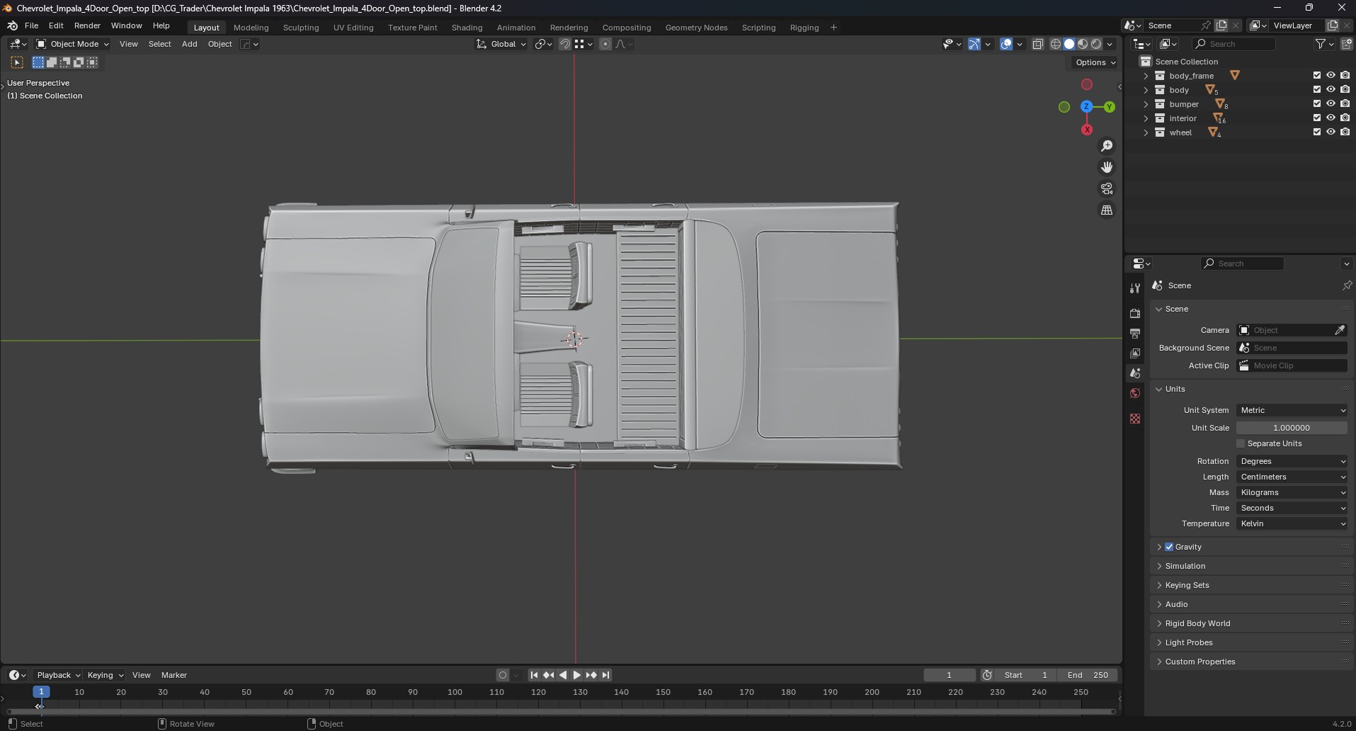 Chevrolet Impala 1963 Convertible 4-Door Open top 3D print model_4