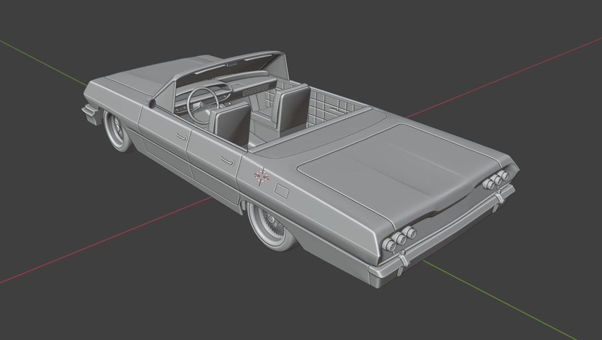 Chevrolet Impala 1963 Convertible 4-Door Open top 3D print model_6