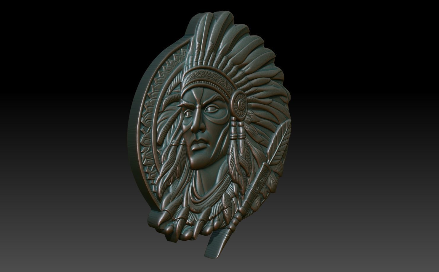 Native American Warrior basrelief 08 240912 3D print model_2