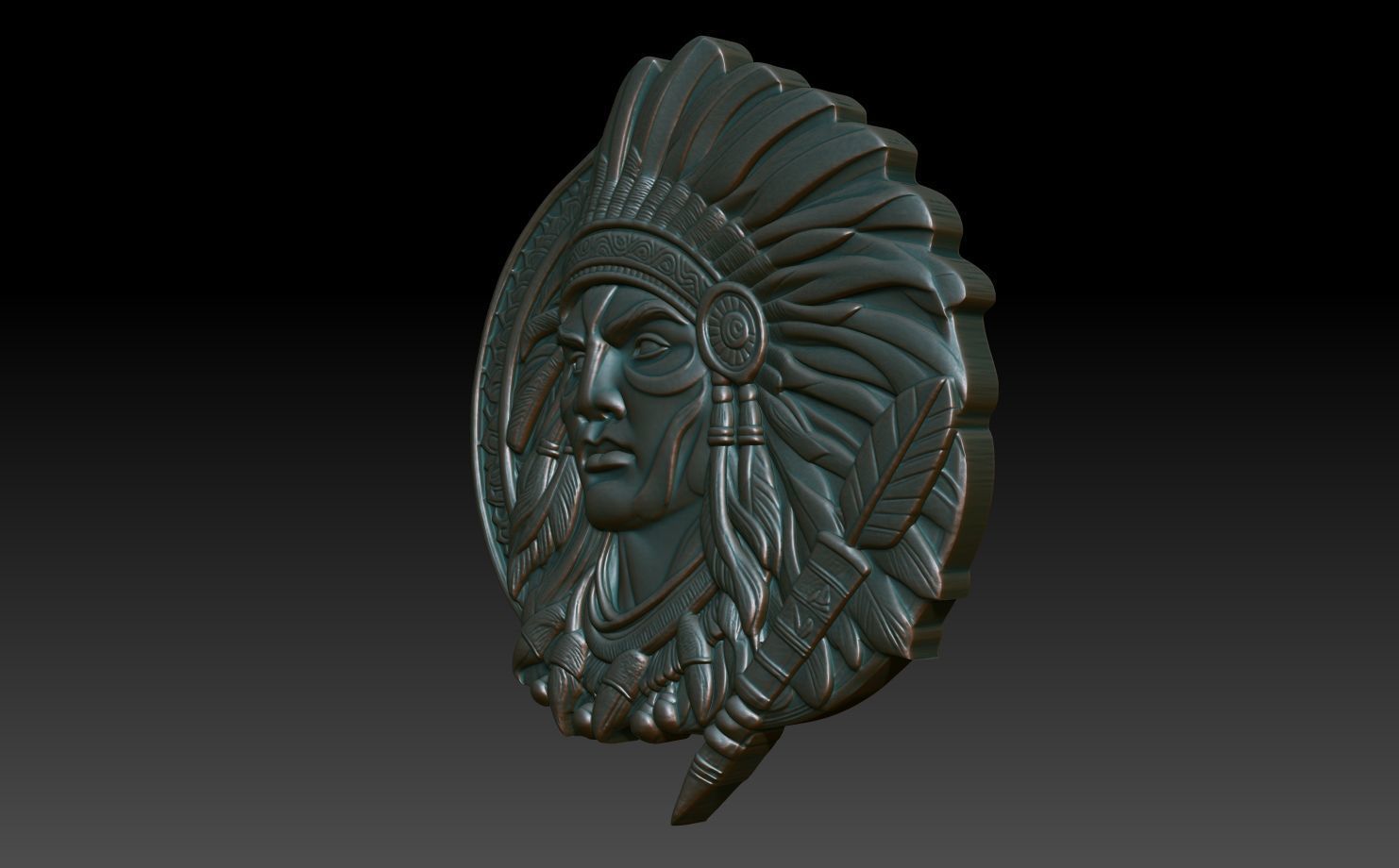 Native American Warrior basrelief 08 240912 3D print model_1