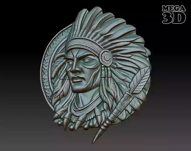 Native American Warrior basrelief 08 240912