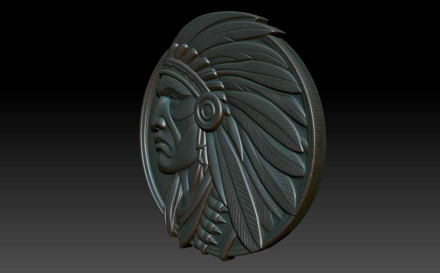 Native American Warrior basrelief 07 240912 3D print model_1
