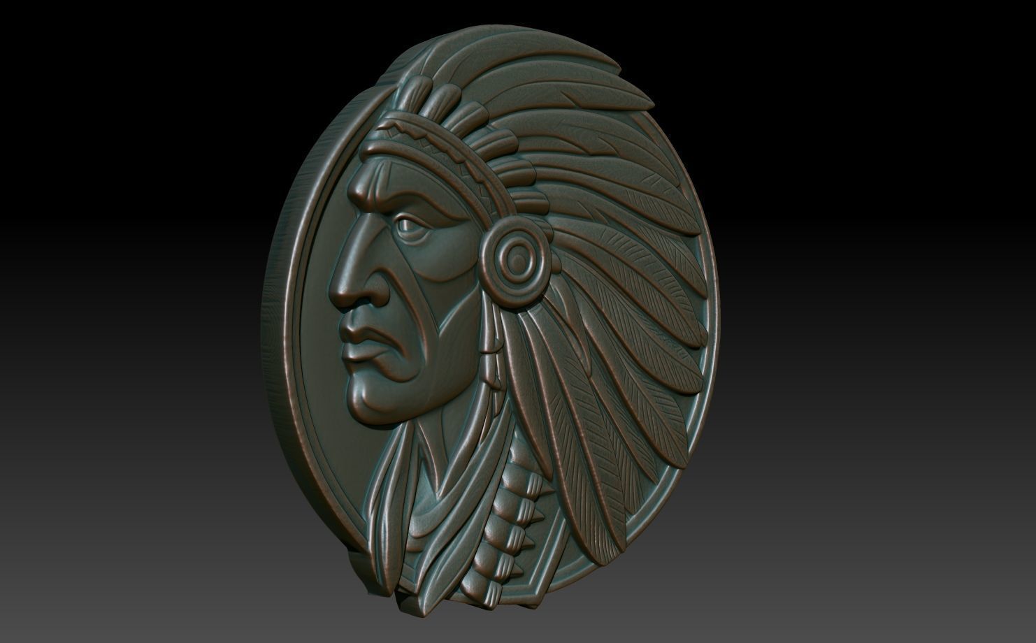 Native American Warrior basrelief 07 240912 3D print model_2