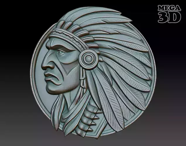 Native American Warrior basrelief 07 240912