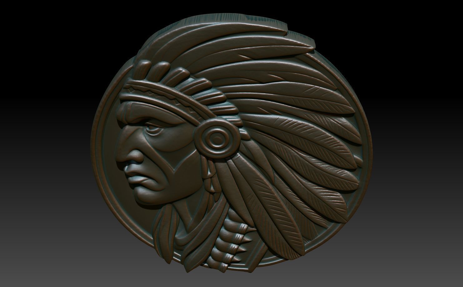 Native American Warrior basrelief 07 240912 3D print model_3