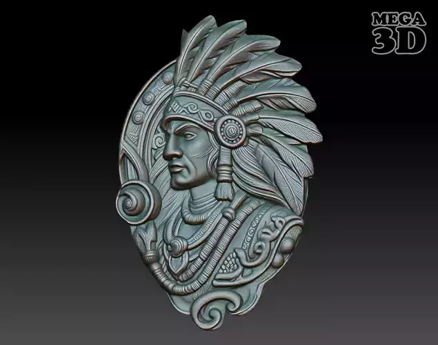 Native American Warrior basrelief 06 240912