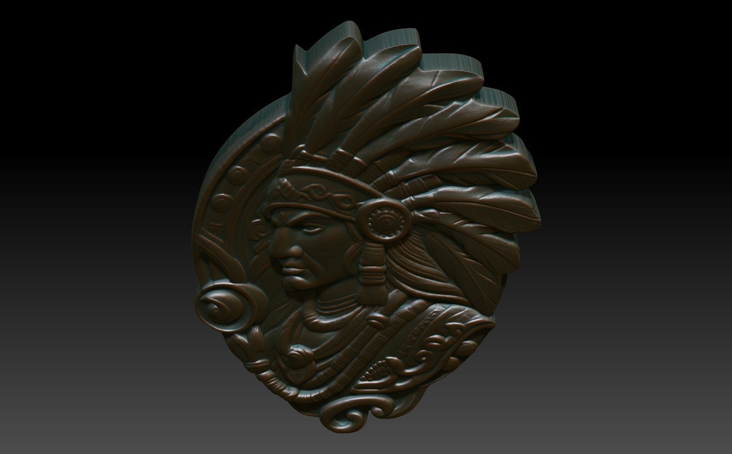 Native American Warrior basrelief 06 240912 3D print model_3