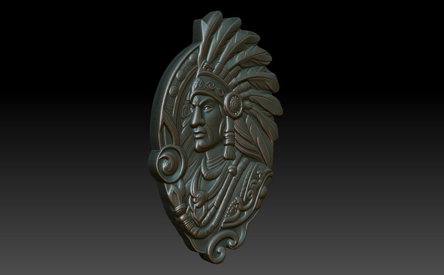 Native American Warrior basrelief 06 240912 3D print model_2