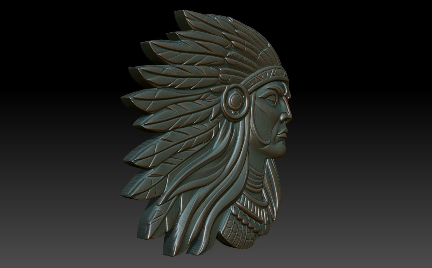 Native American Warrior basrelief 05 240912 3D print model_2
