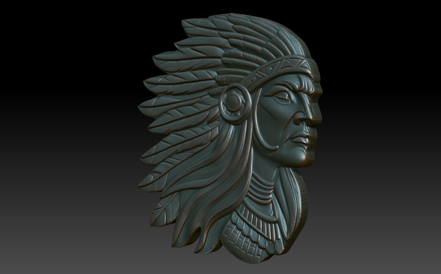 Native American Warrior basrelief 05 240912 3D print model_1