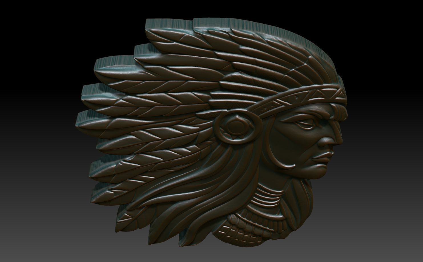 Native American Warrior basrelief 05 240912 3D print model_3