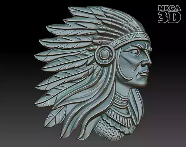 Native American Warrior basrelief 05 240912