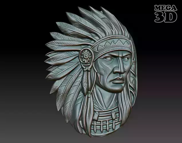 Native American Warrior basrelief 04 240912
