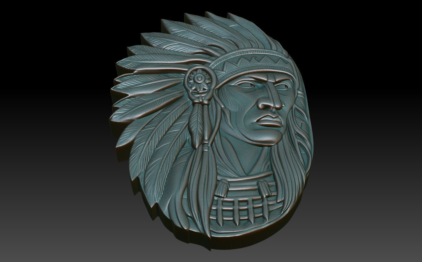 Native American Warrior basrelief 04 240912 3D print model_4