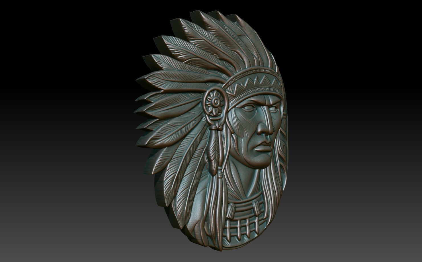 Native American Warrior basrelief 04 240912 3D print model_2