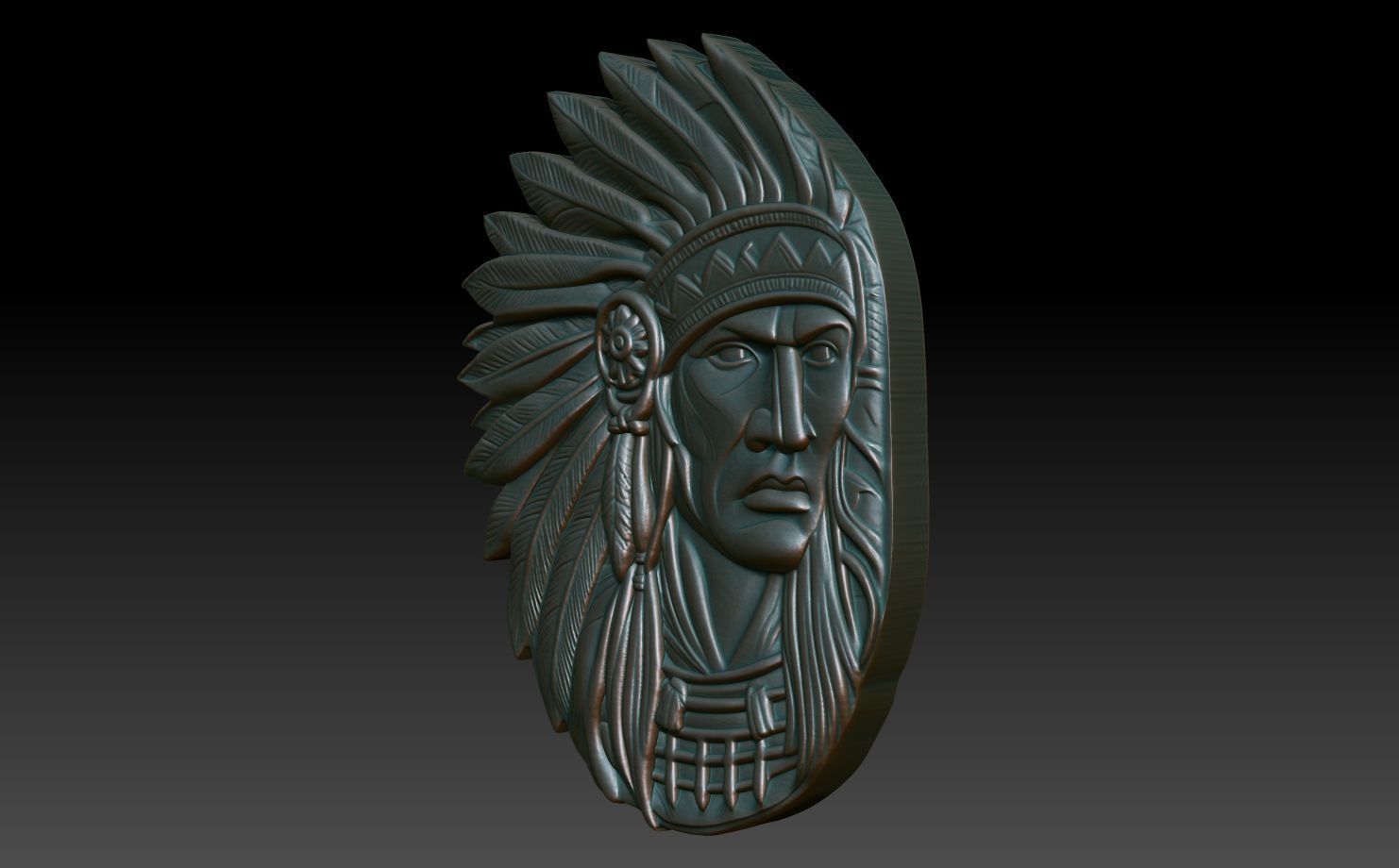 Native American Warrior basrelief 04 240912 3D print model_1