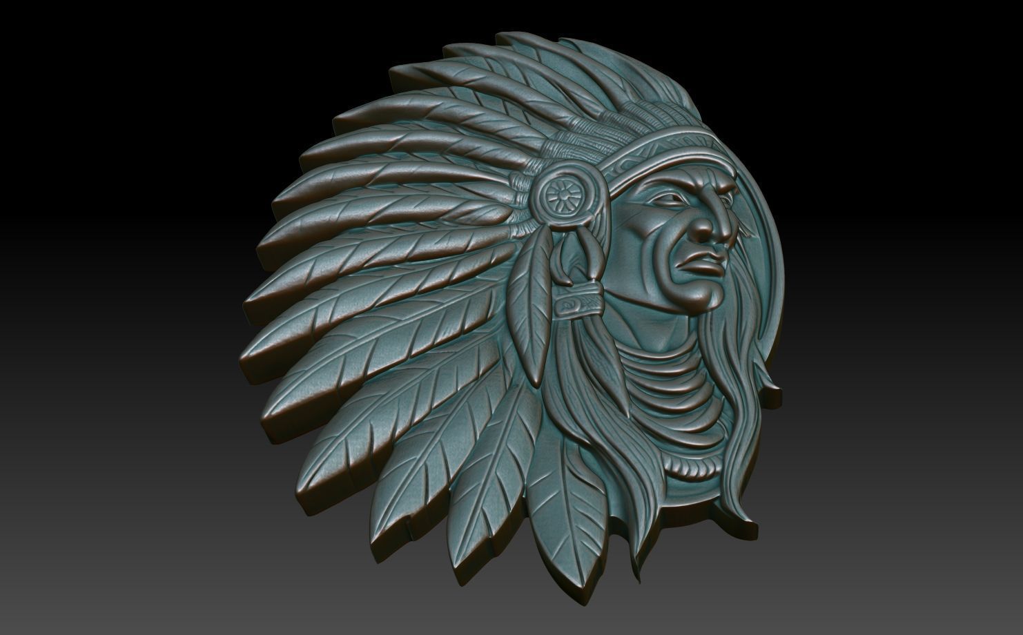 Native American Warrior basrelief 03 240912 3D print model_4