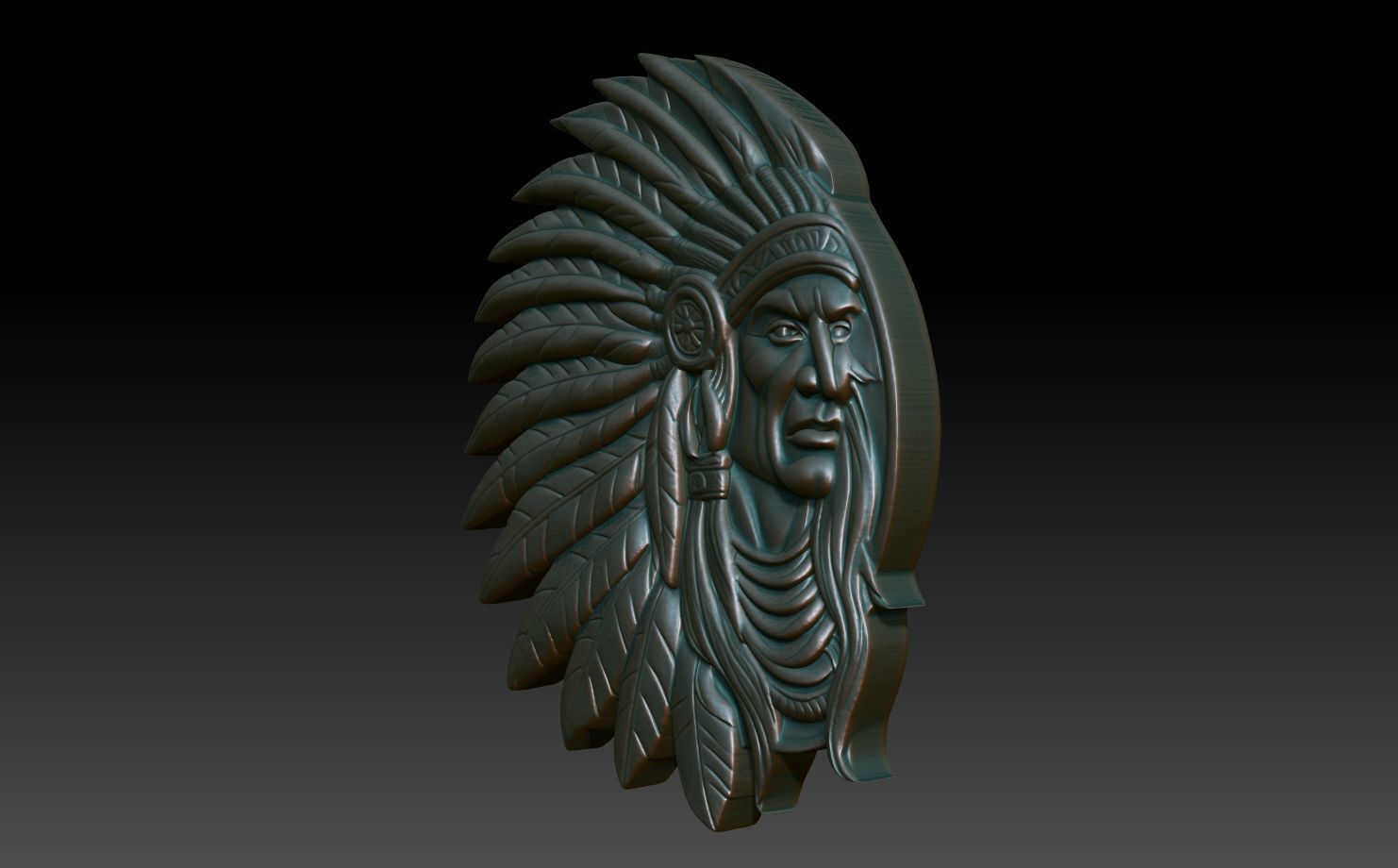 Native American Warrior basrelief 03 240912 3D print model_1