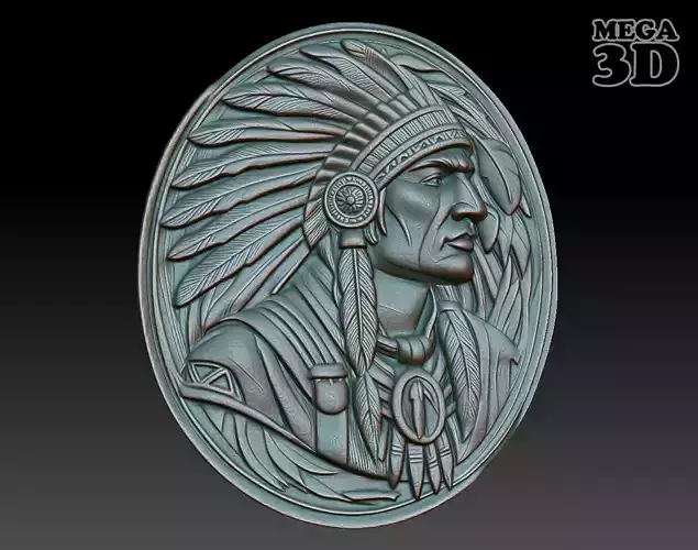 Native American Warrior basrelief 02 240912