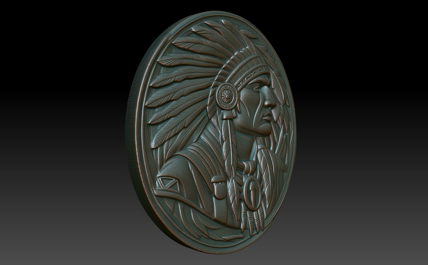Native American Warrior basrelief 02 240912 3D print model_2