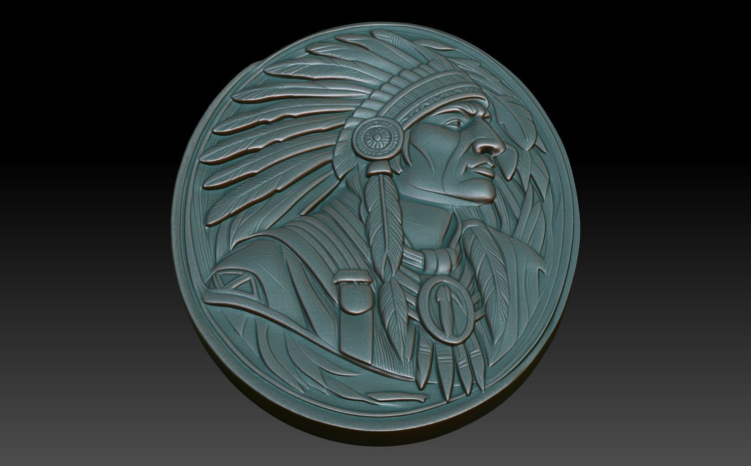 Native American Warrior basrelief 02 240912 3D print model_4